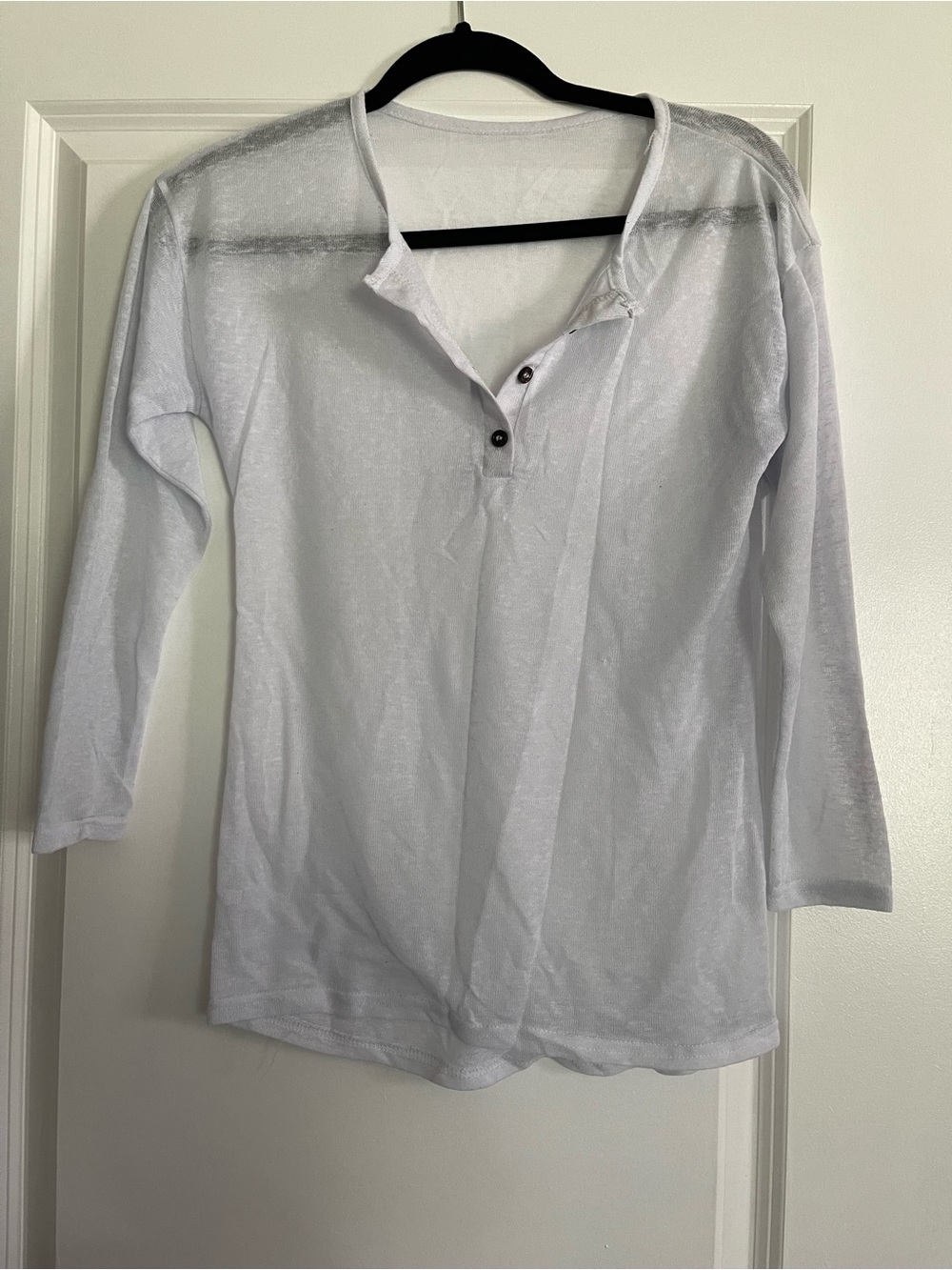 Source Unknown White Long Sleeve Henley Top